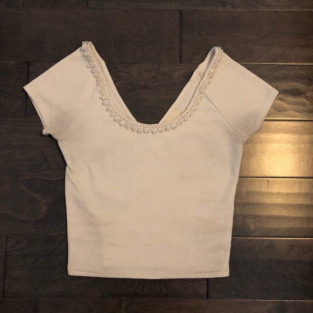 Urban Outfiters - Cream Mid-Drift Top